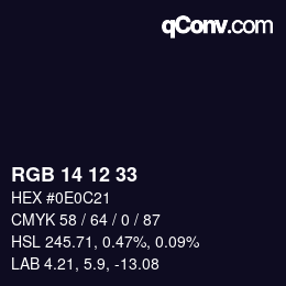 Color code: RGB 14 12 33 | qconv.com