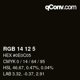 カラーコード: RGB 14 12 5 | qconv.com