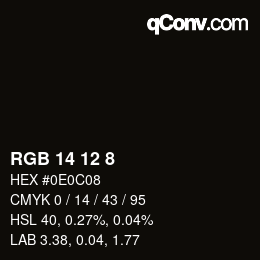 Color code: RGB 14 12 8 | qconv.com