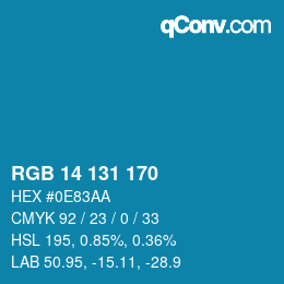 颜色代码: RGB 14 131 170 | qconv.com