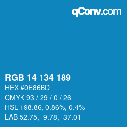 Color code: RGB 14 134 189 | qconv.com
