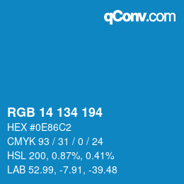 Color code: RGB 14 134 194 | qconv.com