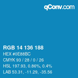 カラーコード: RGB 14 136 188 | qconv.com