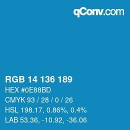 Color code: RGB 14 136 189 | qconv.com