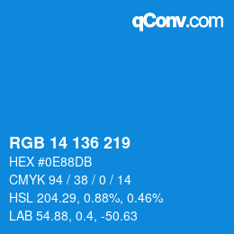 カラーコード: RGB 14 136 219 | qconv.com