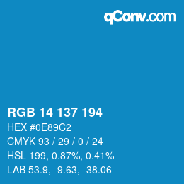 Color code: RGB 14 137 194 | qconv.com