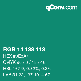 Color code: RGB 14 138 113 | qconv.com