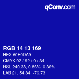 Color code: RGB 14 13 169 | qconv.com