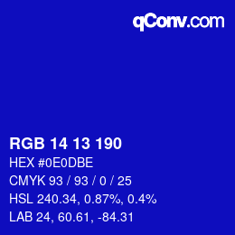 Color code: RGB 14 13 190 | qconv.com
