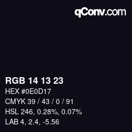 颜色代码: RGB 14 13 23 | qconv.com