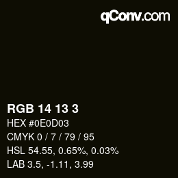 颜色代码: RGB 14 13 3 | qconv.com