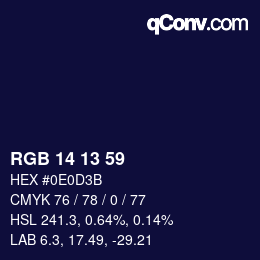 颜色代码: RGB 14 13 59 | qconv.com