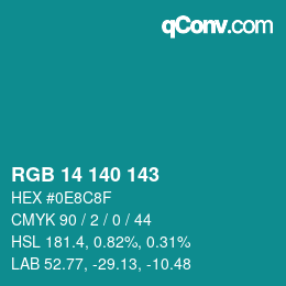 カラーコード: RGB 14 140 143 | qconv.com