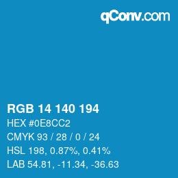 Color code: RGB 14 140 194 | qconv.com