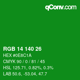 颜色代码: RGB 14 140 26 | qconv.com