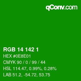 颜色代码: RGB 14 142 1 | qconv.com