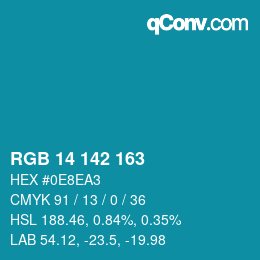 Color code: RGB 14 142 163 | qconv.com