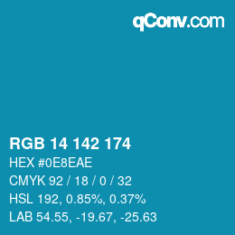 Color code: RGB 14 142 174 | qconv.com