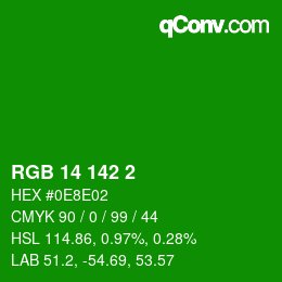 颜色代码: RGB 14 142 2 | qconv.com