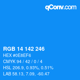 Color code: RGB 14 142 246 | qconv.com