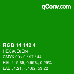 Color code: RGB 14 142 4 | qconv.com
