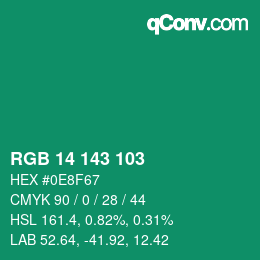 Color code: RGB 14 143 103 | qconv.com