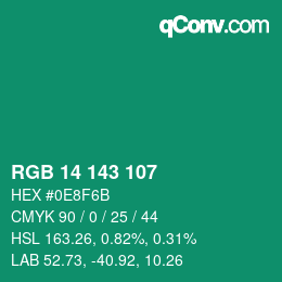 カラーコード: RGB 14 143 107 | qconv.com