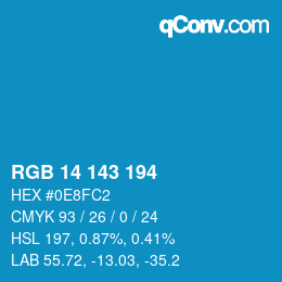 Color code: RGB 14 143 194 | qconv.com