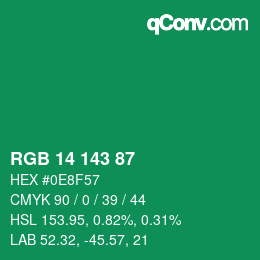 Color code: RGB 14 143 87 | qconv.com