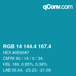 カラーコード: RGB 14 144.4 167.4 | qconv.com