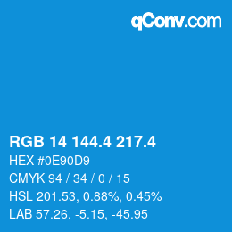 カラーコード: RGB 14 144.4 217.4 | qconv.com