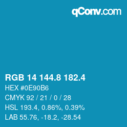 カラーコード: RGB 14 144.8 182.4 | qconv.com