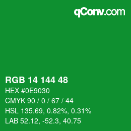 颜色代码: RGB 14 144 48 | qconv.com