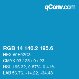 カラーコード: RGB 14 146.2 195.6 | qconv.com
