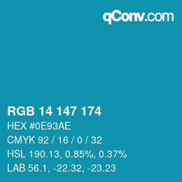 Color code: RGB 14 147 174 | qconv.com
