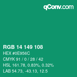 Color code: RGB 14 149 108 | qconv.com