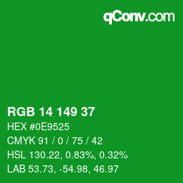Color code: RGB 14 149 37 | qconv.com