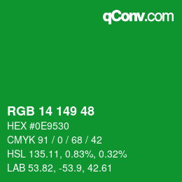 カラーコード: RGB 14 149 48 | qconv.com