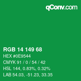 Color code: RGB 14 149 68 | qconv.com