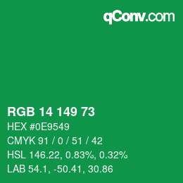 カラーコード: RGB 14 149 73 | qconv.com