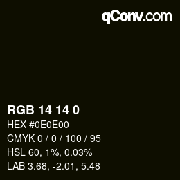 カラーコード: RGB 14 14 0 | qconv.com