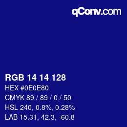 Color code: RGB 14 14 128 | qconv.com