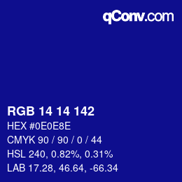 Color code: RGB 14 14 142 | qconv.com