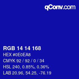 カラーコード: RGB 14 14 168 | qconv.com