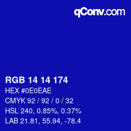 Color code: RGB 14 14 174 | qconv.com