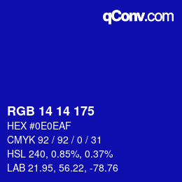 Color code: RGB 14 14 175 | qconv.com