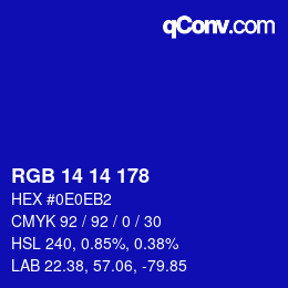 カラーコード: RGB 14 14 178 | qconv.com