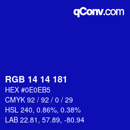 カラーコード: RGB 14 14 181 | qconv.com