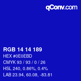 Color code: RGB 14 14 189 | qconv.com