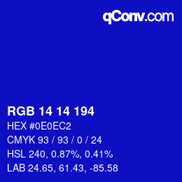 Color code: RGB 14 14 194 | qconv.com